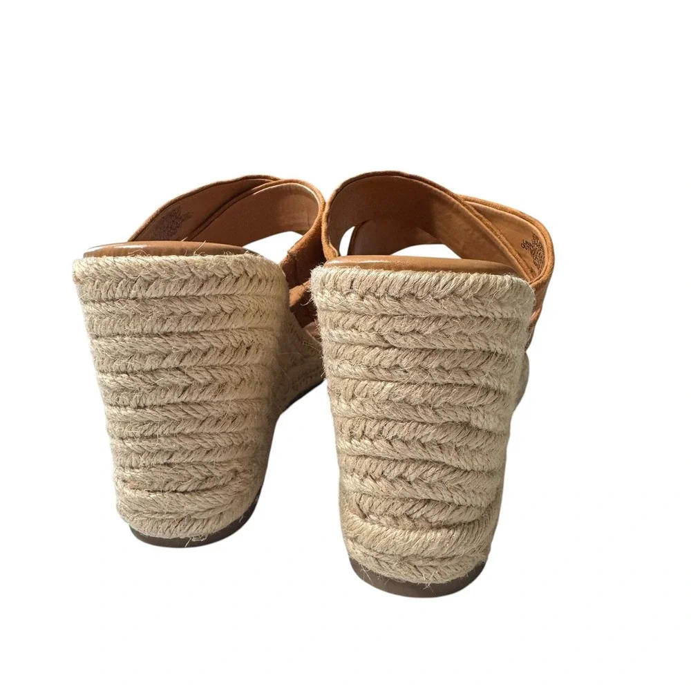 J.Crew Espadrille Wedge Sandals Womens 8 Brown Excellent Suede Crisscross Straps